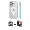 ieg™ iPhone 15 Pro Max Kılıf Pusula Minimal Koleksiyonu - Siyah 3D Antistatik Mat Seramik Nano Ekran Koruyucu + PVD Metal Kamera Lens - GI