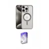 ieg™ iPhone 15 Pro Max Kılıf Siluet Çizgi Serisi - Siyah Bilvis 5in1 3D Magic Cam Ekran Koruyucu