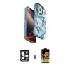 ieg™ iPhone 15 Pro Max Kılıf Siluet Doku - Siyah Buffer Cam Ekran Koruyucu + PVD Metal Kamera Lens - LT