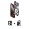 ieg™ iPhone 15 Pro Max Kılıf Siluet Doku - Siyah Vanessa Magic Cam + PVD Metal Kamera Lens - LT