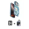 ieg™ iPhone 15 Pro Max Kılıf Siluet Doku - Siyah Vanessa Magic Cam + PVD Metal Kamera Lens - LT