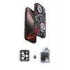 ieg™ iPhone 15 Pro Max Kılıf Siluet Doku - Siyah Vanessa Magic Cam + PVD Metal Kamera Lens - LT