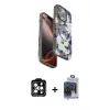 ieg™ iPhone 15 Pro Max Kılıf Siluet Doku - Siyah Vanessa Magic Cam + PVD Metal Kamera Lens - TU