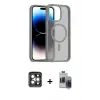 ieg™ iPhone 15 Pro Max Kılıf Siluet Minimal Prime - Siyah Vanessa Magic Hayalet Cam + PVD Metal Kamera Lens - GI