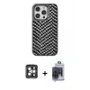 ieg™ iPhone 15 Pro Max Kılıf Vadi Özel Seri - Siyah Vanessa Magic Cam + PVD Metal Kamera Lens - GI