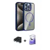 ieg™ iPhone 15 Pro Max Kılıf Yadigar Asil Koleksiyonu - Siyah Bilvis 5in1 5D Magic Hayalet Cam Ekran Koruyucu + Raze Metal Kamera Lens - LT