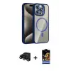 ieg™ iPhone 15 Pro Max Kılıf Yadigar Asil Koleksiyonu - Siyah Buffer Hayalet Cam Ekran Koruyucu + Raze Metal Kamera Lens - SH