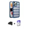 ieg™ iPhone 15 Pro Max Kılıf Yadigar Doku Özel Seri - Siyah Bilvis 5in1 3D Magic Cam Ekran Koruyucu + Raze Metal Kamera Lens - TMGI