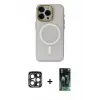 ieg™ iPhone 15 Pro Max Kılıf Yadigar Işık - Siyah 360 Mat Full Body Arka Koruyucu + PVD Metal Kamera Lens - LT