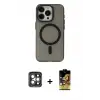 ieg™ iPhone 15 Pro Max Kılıf Yadigar Işık - Siyah Buffer Cam Ekran Koruyucu + PVD Metal Kamera Lens - GI