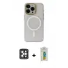 ieg™ iPhone 15 Pro Max Kılıf Yadigar Işık - Siyah Polymer Nano Ekran Koruyucu + PVD Metal Kamera Lens - GI