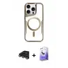 ieg™ iPhone 15 Pro Max Kılıf Yadigar Klasik Özel Seri - Siyah Bilvis 5in1 5D Magic Hayalet Cam Ekran Koruyucu + Raze Metal Kamera Lens - TMGI