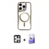 ieg™ iPhone 15 Pro Max Kılıf Yadigar Klasik Özel Seri - Siyah Bilvis 5in1 5D Magic Hayalet Cam Ekran Koruyucu + PVD Metal Kamera Lens - GS