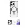 ieg™ iPhone 15 Pro Max Kılıf Yadigar Klasik Özel Seri - Siyah Bilvis 5in1 5D Magic Hayalet Cam Ekran Koruyucu + PVD Metal Kamera Lens - GS