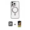 ieg™ iPhone 15 Pro Max Kılıf Yadigar Klasik Özel Seri - Siyah Buffer Cam Ekran Koruyucu + PVD Metal Kamera Lens - GI