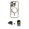 ieg™ iPhone 15 Pro Max Kılıf Yadigar Klasik Özel Seri - Siyah Buffer Hayalet Cam Ekran Koruyucu + Raze Metal Kamera Lens - GS
