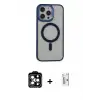 ieg™ iPhone 15 Pro Max Kılıf Yankı Işık Özel Seri - Siyah Bilvis 0.18mm Plus Cam Ekran Koruyucu + PVD Metal Kamera Lens - TU