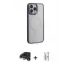 ieg™ iPhone 15 Pro Max Kılıf Yankı Işık Özel Seri - Siyah Bilvis 0.18mm Plus Cam Ekran Koruyucu + Raze Metal Kamera Lens - GS