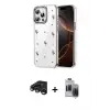 ieg™ iPhone 15 Pro Max Kılıf Yörünge Form - Siyah Vanessa Magic Hayalet Cam + Raze Metal Kamera Lens - LT