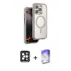 ieg™ iPhone 15 Pro Max Kılıf Zirve Klasik Prime - Siyah Bilvis 5in1 3D Magic Cam Ekran Koruyucu + PVD Metal Kamera Lens - SH