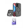 ieg™ iPhone 16 Kılıf Akış Form - Siyah Bilvis 5in1 5D Magic Hayalet Cam Ekran Koruyucu