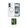 ieg™ iPhone 16 Kılıf Kıvılcım Form Prime - Şeffaf 360 Full Body Arka Koruyucu