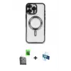 ieg™ iPhone 16 Pro Kılıf Nova Işık Özel Seri - Siyah 3D Antistatik Seramik Nano Ekran Koruyucu + Raze Metal Kamera Lens - SH