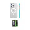 ieg™ iPhone 16 Pro Kılıf Pusula Minimal Koleksiyonu - Şeffaf 360 Full Body Arka Koruyucu