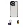 ieg™ iPhone 16 Pro Max Kılıf Ahenk Çizgi Serisi - Siyah Buffer Cam Ekran Koruyucu + Bilvis Titan Kamera Lens - GS