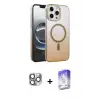 ieg™ iPhone 16 Pro Max Kılıf Ahenk Doku Özel Seri - Siyah Bilvis 5in1 3D Magic Cam Ekran Koruyucu + Pers Alüminyum Kamera Lens - GI