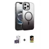 ieg™ iPhone 16 Pro Max Kılıf Ahenk Doku Özel Seri - Siyah Buffer Cam Ekran Koruyucu + Bilvis Titan Kamera Lens - TMGI