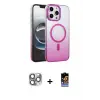 ieg™ iPhone 16 Pro Max Kılıf Ahenk Doku Özel Seri - Siyah Buffer Hayalet Cam Ekran Koruyucu + Pers Alüminyum Kamera Lens - GI