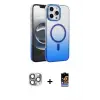 ieg™ iPhone 16 Pro Max Kılıf Ahenk Doku Özel Seri - Siyah Buffer Hayalet Cam Ekran Koruyucu + Pers Alüminyum Kamera Lens - GI