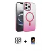 ieg™ iPhone 16 Pro Max Kılıf Ahenk Doku Özel Seri - Siyah Buffer Hayalet Cam Ekran Koruyucu + Pers Alüminyum Kamera Lens - GI