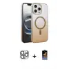 ieg™ iPhone 16 Pro Max Kılıf Ahenk Doku Özel Seri - Siyah Buffer Hayalet Cam Ekran Koruyucu + Pers Alüminyum Kamera Lens - GI