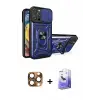 ieg™ iPhone 16 Pro Max Kılıf Ahenk Klasik - Siyah Bilvis 5in1 5D Magic Hayalet Cam Ekran Koruyucu + Pers Alüminyum Kamera Lens - CLTM