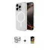 ieg™ iPhone 16 Pro Max Kılıf Ahenk Yansıma Prime - Siyah Buffer Cam Ekran Koruyucu + Pers Alüminyum Kamera Lens - GS