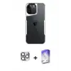 ieg™ iPhone 16 Pro Max Kılıf Akış Çizgi Koleksiyonu - Siyah Bilvis 5in1 3D Magic Cam Ekran Koruyucu + Pers Alüminyum Kamera Lens - GI