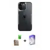 ieg™ iPhone 16 Pro Max Kılıf Akış Çizgi Koleksiyonu - Siyah Bilvis 5in1 3D Magic Cam Ekran Koruyucu + Raze Metal Kamera Lens - CLTM
