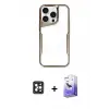 ieg™ iPhone 16 Pro Max Kılıf Akış Çizgi Koleksiyonu - Siyah Bilvis 5in1 5D Magic Hayalet Cam Ekran Koruyucu + PVD Metal Kamera Lens - SH