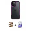 ieg™ iPhone 16 Pro Max Kılıf Akış Çizgi Koleksiyonu - Siyah Bilvis 5in1 5D Magic Hayalet Cam Ekran Koruyucu + Pers Alüminyum Kamera Lens - CLTM