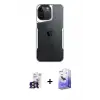 ieg™ iPhone 16 Pro Max Kılıf Akış Çizgi Koleksiyonu - Siyah Bilvis 5in1 5D Magic Hayalet Cam Ekran Koruyucu + Bilvis Titan Kamera Lens - TMGI