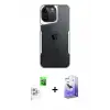 ieg™ iPhone 16 Pro Max Kılıf Akış Çizgi Koleksiyonu - Siyah Bilvis 5in1 5D Magic Hayalet Cam Ekran Koruyucu + Raze Metal Kamera Lens - BZ