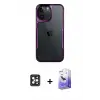 ieg™ iPhone 16 Pro Max Kılıf Akış Çizgi Koleksiyonu - Siyah Bilvis 5in1 5D Magic Hayalet Cam Ekran Koruyucu + PVD Metal Kamera Lens - SH