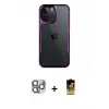 ieg™ iPhone 16 Pro Max Kılıf Akış Çizgi Koleksiyonu - Siyah Buffer Cam Ekran Koruyucu + Pers Alüminyum Kamera Lens - GI