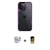 ieg™ iPhone 16 Pro Max Kılıf Akış Çizgi Koleksiyonu - Siyah Buffer Cam Ekran Koruyucu + Pers Alüminyum Kamera Lens - GS
