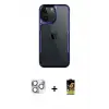 ieg™ iPhone 16 Pro Max Kılıf Akış Çizgi Koleksiyonu - Siyah Buffer Cam Ekran Koruyucu + Pers Alüminyum Kamera Lens - GS