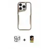 ieg™ iPhone 16 Pro Max Kılıf Akış Çizgi Koleksiyonu - Siyah Buffer Cam Ekran Koruyucu + Pers Alüminyum Kamera Lens - GS
