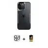 ieg™ iPhone 16 Pro Max Kılıf Akış Çizgi Koleksiyonu - Siyah Buffer Cam Ekran Koruyucu + Pers Alüminyum Kamera Lens - GI