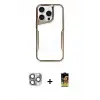 ieg™ iPhone 16 Pro Max Kılıf Akış Çizgi Koleksiyonu - Siyah Buffer Cam Ekran Koruyucu + Pers Alüminyum Kamera Lens - GI